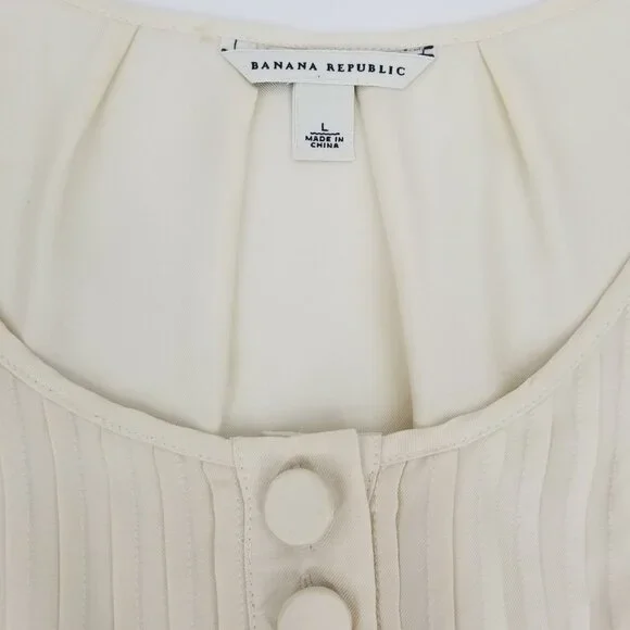 Banana Republic Silk Blouse Cream / Ivory Washable - Vintage - L - Picture 2 of 6